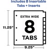 image:imageAvery Insertable Plastic Dividers for 3 Ring Binders 8 Tabs per Set Big Tabs One Pocket Multicolor Binder Dividers Works with Sheet Protectors 119032Pack