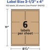 image:imageAvery Kraft Brown Rectangle Labels Sure Feed Technology 313 x 4 90 Kraft Brown Labels LaserInkjet Printable150 labels