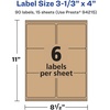 image:imageAvery Kraft Brown Rectangle Labels Sure Feed Technology 313 x 4 90 Kraft Brown Labels LaserInkjet Printable90 labels