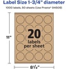 image:imageAvery Kraft Brown Round Labels Sure Feed Technology 175 Diameter 300 Kraft Brown Labels PrinttoTheEdge LaserInkjet Printable1 000 labels