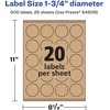 image:imageAvery Kraft Brown Round Labels Sure Feed Technology 175 Diameter 300 Kraft Brown Labels PrinttoTheEdge LaserInkjet Printable500 labels
