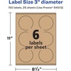 image:imageAvery Kraft Brown Round Labels Sure Feed Technology 3 Diameter 90 Kraft Brown Labels PrinttoTheEdge LaserInkjet Printable150 labels