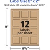 image:imageAvery Kraft Brown Square Labels Sure Feed Technology 2 x 2 300 Kraft Brown Labels PrinttoTheEdge LaserInkjet Printable1 200 labels