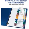 image:imageAvery Plastic 8 Tab Binder Dividers Customizable Table of Contents Multicolor Tabs 1 Set 11817