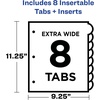 image:imageAvery Plastic 8Tab Binder Dividers with Pockets Style Edge Insertable Multicolor Tabs 1 Set 11293