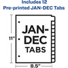 image:imageAvery PrePrinted JanDec Plastic Dividers for 3 Ring Binders 12Tab Set Multicolor 1 Set 11331Solid