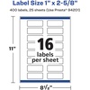 image:imageAvery Printable Durable White Rectangle Labels Sure Feed Technology 1 x 258 PrinttotheEdge Waterproof Labels Laser amp PigmentBased Inkjet Compatible 160 Total400 labels