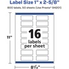image:imageAvery Printable Durable White Rectangle Labels Sure Feed Technology 1 x 258 PrinttotheEdge Waterproof Labels Laser amp PigmentBased Inkjet Compatible 160 Total800 labels