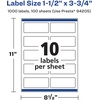 image:imageAvery Printable Durable White Rectangle Labels Sure Feed Technology 15 x 375 PrinttotheEdge Waterproof Labels Laser amp PigmentBased Inkjet Compatible 100 Total1 000 labels