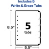 image:imageAvery Write amp Erase Durable Plastic Mini Dividers for 3 Ring Binders and 7Ring Binders 55 x 85 5Tab Set Multicolor 1 Set 16180