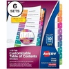 image:imageAvery 10 Tab Dividers for 3 Ring Binders Customizable Table of Contents Multicolor Tabs 6 Sets 1118810 tabs Pack of 8