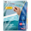 image:imageAvery 5 Tab Plastic Dividers for 3 Ring Binder Easy Print amp Apply Clear Label Strip Index Maker Customizable Multicolor Tabs 5 Sets 11452