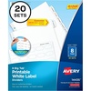 image:imageAvery Big Tab Printable White Label Dividers for 3 Ring Binders 8 Tabs per Set White Great for Office Supplies School Supplies Organizing and More 20 Sets of 14435One Size Pack of 6