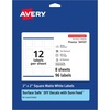 image:imageAvery Durable Removable Square Labels Sure Feed Technology 2 x 2 Matte White Film WaterResistant PrinttoTheEdge LaserPigmentBased Inkjet Printable 96 Total96 labels