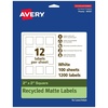 image:imageAvery EcoFriendly Matte White Recycled Square Labels 2 x 2 PrinttoTheEdge Matte White Labels Permanent Adhesive LaserInkjet Printable 300 Total1 200 labels