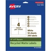 image:imageAvery EcoFriendly Matte White Recycled Square Labels 4 x 4 Matte White Labels Permanent Adhesive LaserInkjet Printable 40 Total200 labels