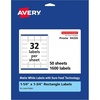 image:imageAvery Matte White Rectangle Labels Sure Feed Technology 125 x 175 800 Matte White Printable Labels1 600 Labels