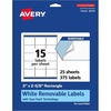 image:imageAvery Matte White Removable Rectangle Labels Sure Feed Technology 2 x 258 1500 Removable Labels LaserInkjet Printable375 labels