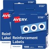 image:imageAvery SelfAdhesive Hole Reinforcement Stickers 14 Diameter Hole Punch Reinforcement Labels White NonPrintable 200 Labels Total 57292 000 labels