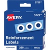image:imageAvery SelfAdhesive Hole Reinforcement Stickers 14 Diameter Hole Punch Reinforcement Labels White NonPrintable 200 Labels Total 5729200 labels