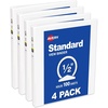 image:imageAvery Standard View 3 Ring Binders 2 Round Rings 375Sheet Capacity 28 Inch Wide Spine White Binders Ideal for Lightweight Organization and Occasional Referencing 4Pack of 1920205