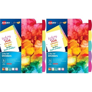 image:imageAvery  Amy Tangerine Designer Collection Big Tab Dividers for 3 Ring Binders 5Tab Set Rainbow Vibes 1 Set 113941 Count Pack of 2