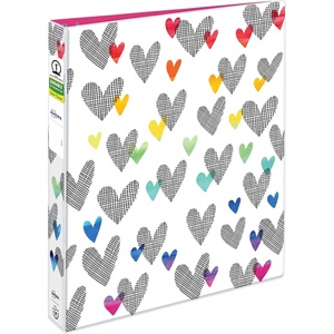 image:imageAvery  Amy Tangerine Designer Collection Binder 1 Inch Round Rings 175Sheet Capacity Hatchmark Hearts 28320