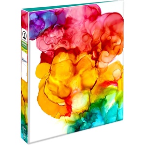 image:imageAvery  Amy Tangerine Designer Collection Binder 1 Inch Round Rings 175Sheet Capacity Rainbow Inkblot 28341