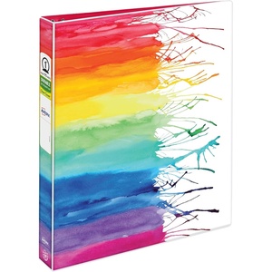 image:imageAvery  Amy Tangerine Designer Collection Binder 1 Inch Round Rings 175Sheet Capacity Watercolor Rainbow 283221