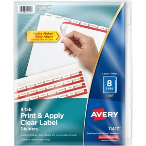 image:imageAvery 3Tab Dividers for 3 Ring Binder Easy Print amp Apply Clear Label Strip Index Maker Customizable White Tabs 25 Sets 114451 Set