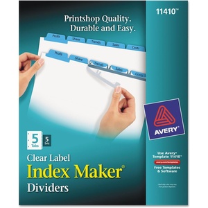 image:imageAvery 8 Tab Dividers for 3 Ring Binder Easy Print amp Apply Clear Label Strip Index Maker Customizable Multicolor Tabs 5 Sets 11419Blue