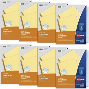 image:imageAvery 8Tab Binder Dividers Insertable Clear Big Tabs 1 Set 111128 Sets