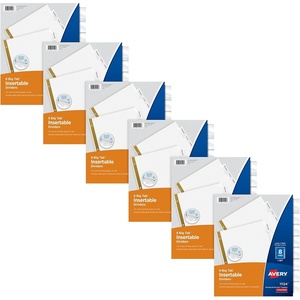 image:imageAvery Big Tab Insertable Dividers for 3 Ring Binders 8Tab Sets White Paper Clear Tabs 6 Binder Divider Sets 41124One Size Pack of 6