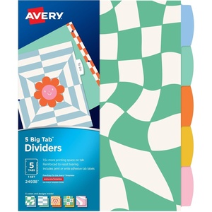image:imageAvery Big Tab Reversible Fashion Dividers Assorted Colors 5Tab Set 24928Retro Pattern