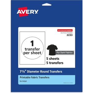 image:imageAvery Dark Transfer Paper for TShirts 75 Diameter Pre DieCut IronOn Circle Transfers PrinttotheEdge 5 Sheets of Heat Transfer Paper 5 Total 0223375