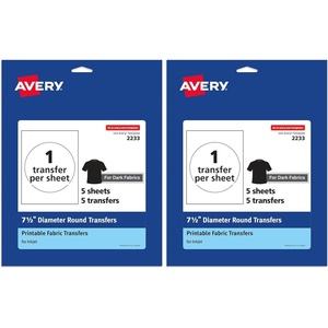 image:imageAvery Dark Transfer Paper for TShirts 75 Diameter Pre DieCut IronOn Circle Transfers PrinttotheEdge 5 Sheets of Heat Transfer Paper 5 Total 0223375 Pack of 2