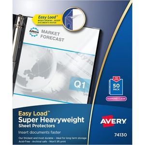 image:imageAvery Diamond Clear Super Heavyweight Sheet Protectors Easy Load 50 Document Protectors 74130Diamond Clear