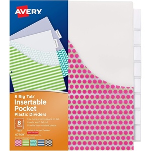 image:imageAvery Dividers for 3 Ring Binders 8 Tab Plastic Binder Dividers Pockets Insertable Big Tabs Vibrant Geometric Patterns Extend Beyond Sheet Protectors 1 Set 07709