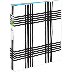 image:imageAvery Durable View 3 Ring Binder 1 Inch Round Rings Black and White Plaid 1 Fashion Binder 26742