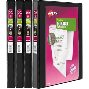 image:imageAvery Durable View 3 Ring Binder 3 Inch Slant Rings 4 Black Binders 1705005