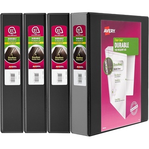 image:imageAvery Durable View 3 Ring Binder 3 Inch Slant Rings 4 Black Binders 1705015
