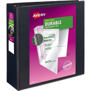 image:imageAvery Durable View 3 Ring Binder 4 EZD Ring Holds 85 x 11 Paper 2 Black Binders 09860