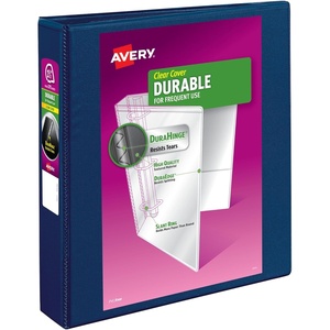 image:imageAvery Durable View 3 Ring Binders 15 Inch Slant Rings 375Sheet Capacity DuraHinge 21 Inch Wide Spine Customizable Clear Covers and Spine 1 Blue Binder 1702415