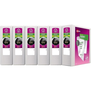 image:imageAvery Durable View 3 Ring Binders 3 EZD Rings 6 White Binders 097016