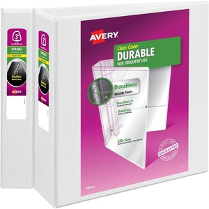 image:imageAvery Durable View 3 Ring Binders 4 Inch Round Ring EZD 780 Sheet Capacity White 45 Wide Spine Holds 812 x 11 Paper Great for Organizing Reports amp Projects 2Pack of 098013