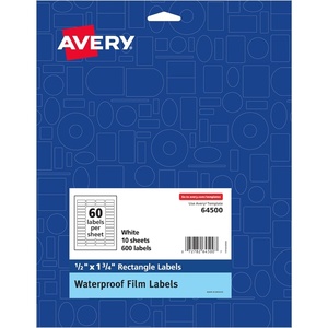 image:imageAvery Durable Waterproof OilResistant Film Labels with Sure Feed Technology 05 x 175 LaserPigmentInkjet 600 Labels 64500