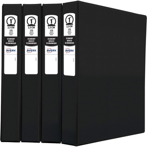 image:imageAvery Economy 3 Ring Binders 1 Round Rings 4 Black Binders 033011