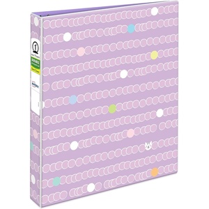 image:imageAvery Fashion Durable View 3 Ring Binder 1 Round Rings 175Sheet Capacity 14 Inch Wide Spine Customizable Clear Cover and Spine Purrrfectly Purple Design 26738Purrrfectly Purple