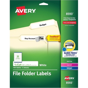 image:imageAvery File Folder Labels with TrueBlock Technology Permanent Adhesive 23 x 3716 LaserInkjet 150 Labels 0859323 x 3716