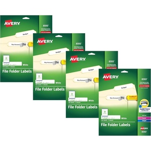 image:imageAvery File Folder Labels with TrueBlock Technology Permanent Adhesive 23 x 3716 LaserInkjet 150 Labels 08593One Size Pack of 4